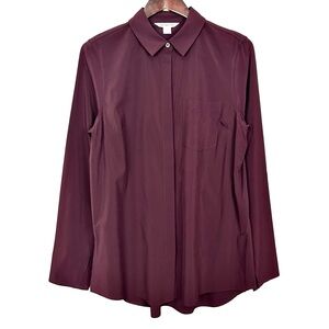 Athleta Everlasting Button Front Shirt Women’s Size M Tall Lightweight Side Slit